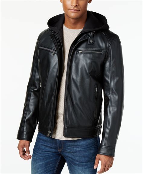 men's michael kors leather jacket|michael kors bomber jacket men.